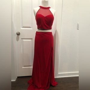 Red formal 2 piece dress